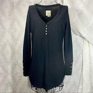 Chaser black knit Henley long sleeve thermal size S